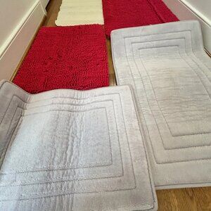 9pc Bath Bundle: Lilac Memory Foam, Pink Chenille Mats, Tub Safety Mat & Pillow